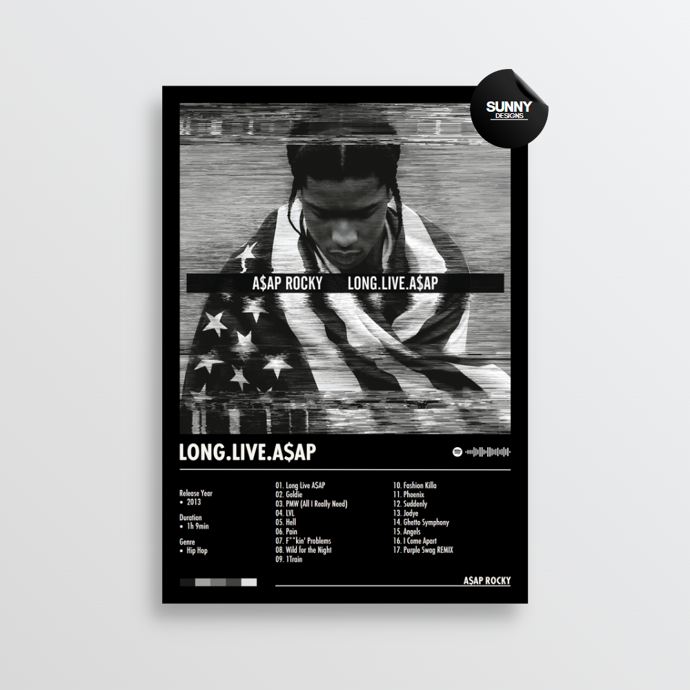 ASAP Rocky LONG.LIVE.A$AP merch custom album cover poster music poster personalized gifts poster mockup poster template Sunny Designs Poster 