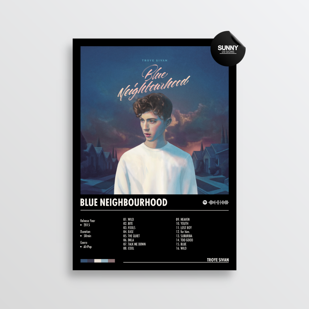 Troye Sivan Blue Neighbourhood merch custom album cover poster music poster personalized gifts poster mockup poster template album posters for wall Sunny Designs Poster 