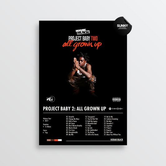 Project Baby 2 All Grown Up merch custom album cover poster music poster personalized gifts poster mockup poster template album posters for wall tracklist Sunny Designs Poster
