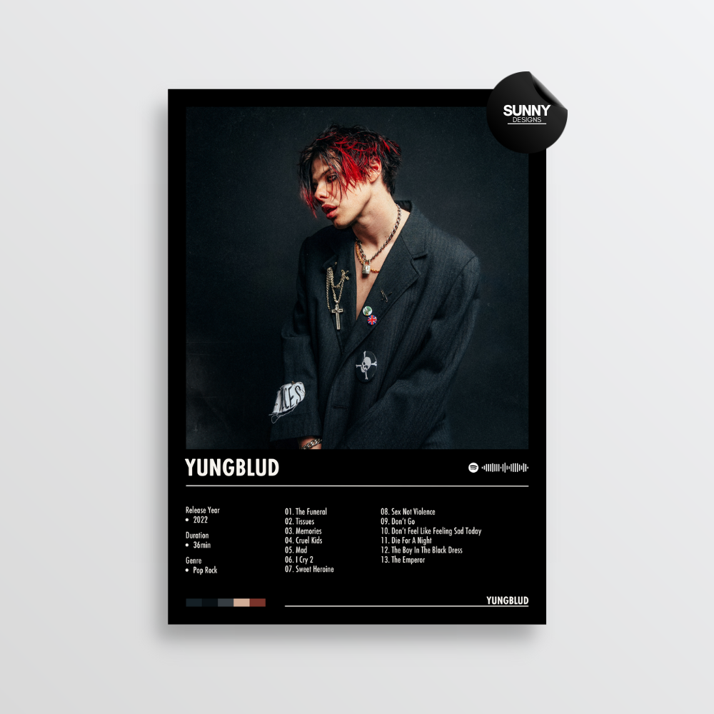 YUNGBLUD YUNGBLUD merch custom album cover poster music poster personalized gifts poster mockup poster template album posters for wall Sunny Designs Poster 