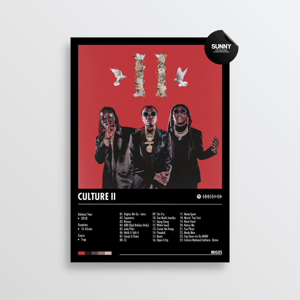 Migos Culture 2 merch custom album cover poster music poster personalized gifts poster mockup poster template album posters for wall Sunny Designs Poster 