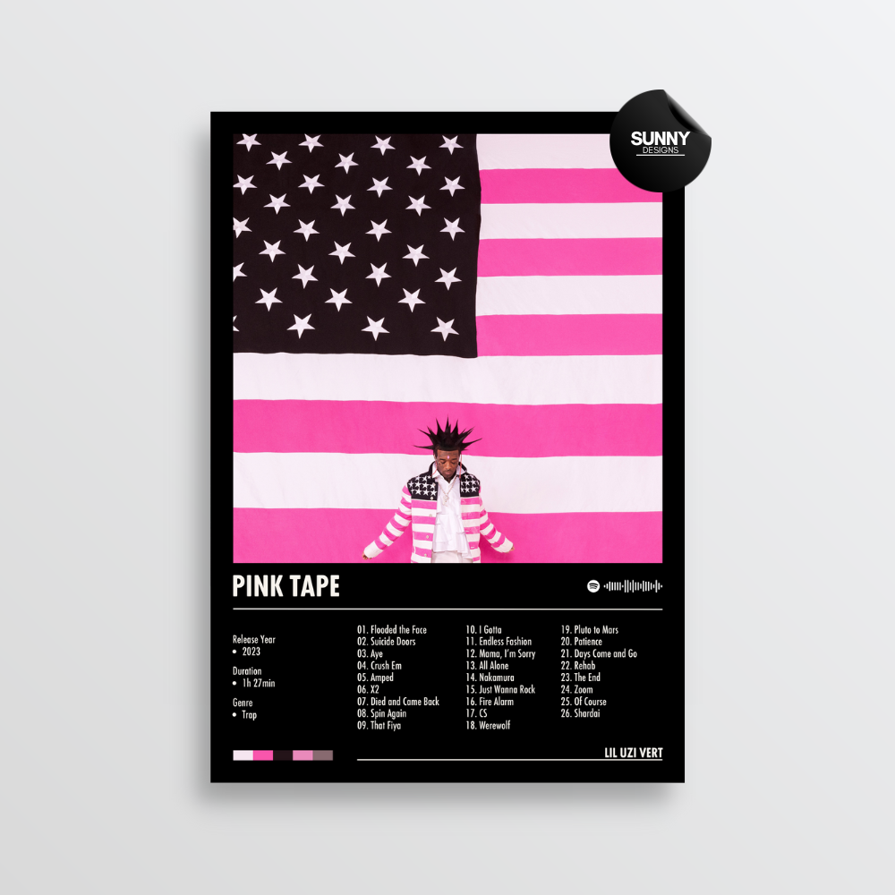 Lil Uzi Vert Pink Tape merch custom album cover poster music poster personalized gifts poster mockup poster template Sunny Designs Poster 