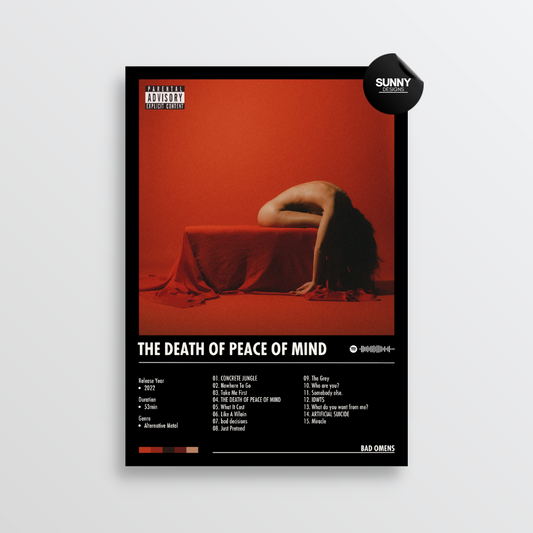 Bad Omens THE DEATH OF PEACE OF MIND merch custom album cover poster music poster personalized gifts poster mockup poster template album posters for wall tracklist Sunny Designs Poster
