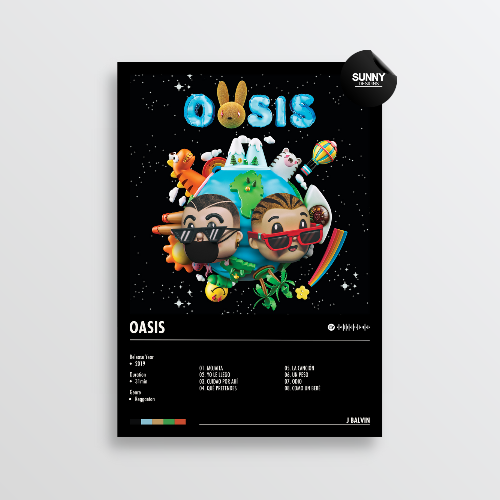 J Balvin OASIS merch custom album cover poster music poster personalized gifts poster mockup poster template album posters for wall Sunny Designs Poster 