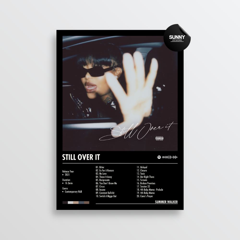 Summer Walker Still Over It merch custom album cover poster music poster personalized gifts poster mockup poster template album posters for wall Sunny Designs Poster 