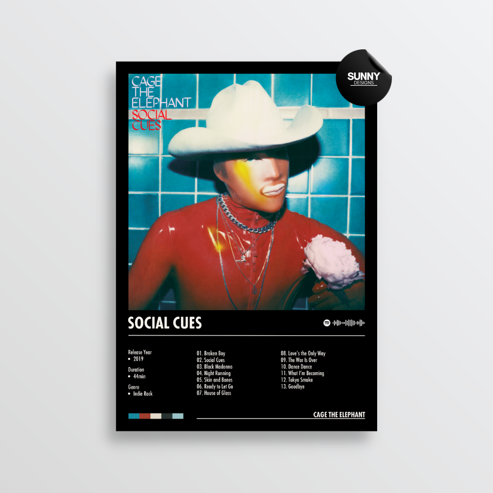 Cage the Elephant Social Cues merch custom album cover poster music poster personalized gifts poster mockup poster template album posters for wall Sunny Designs Poster 