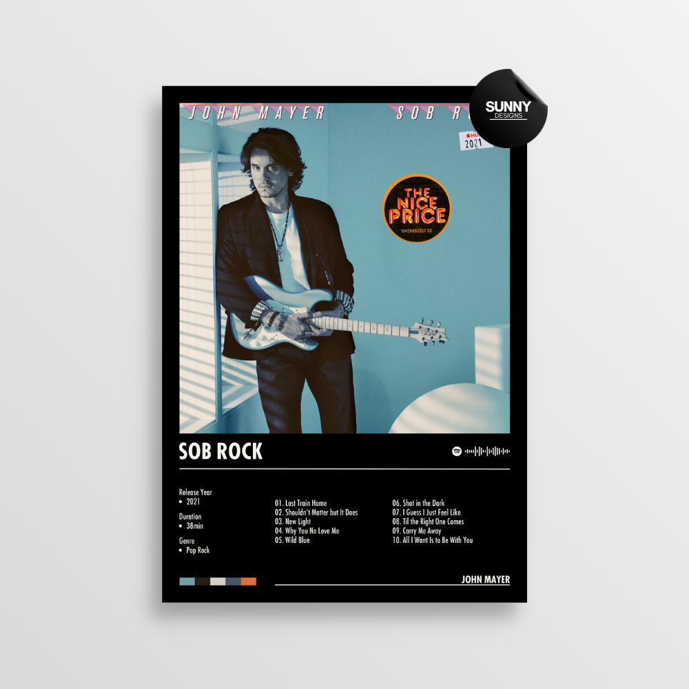 John Mayer Sob Rock merch custom album cover poster music poster personalized gifts poster mockup poster template album posters for wall Sunny Designs Poster 