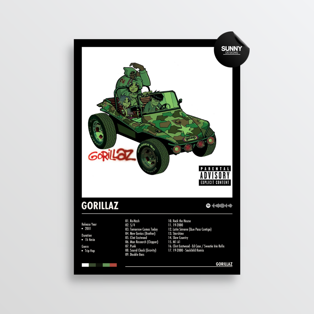 Gorillaz Gorillaz merch custom album cover poster music poster personalized gifts poster mockup poster template album posters for wall Sunny Designs Poster 