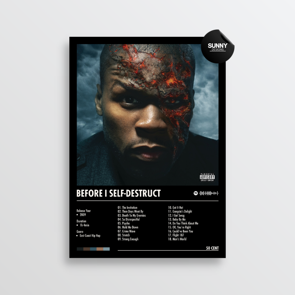 50 Cent Before I Self-Destruct merch custom album cover poster music poster personalized gifts poster mockup poster template album posters for wall tracklist Sunny Designs Poster
