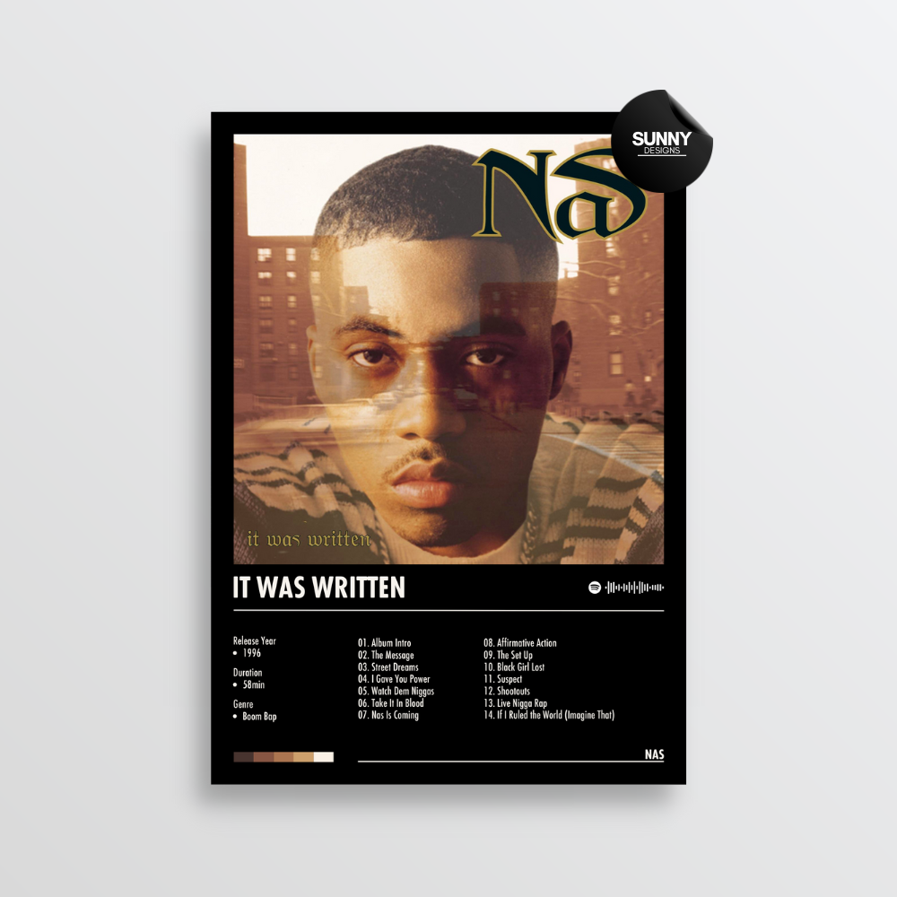 Nas It Was Written merch custom album cover poster music poster personalized gifts poster mockup poster template album posters for wall Sunny Designs Poster 