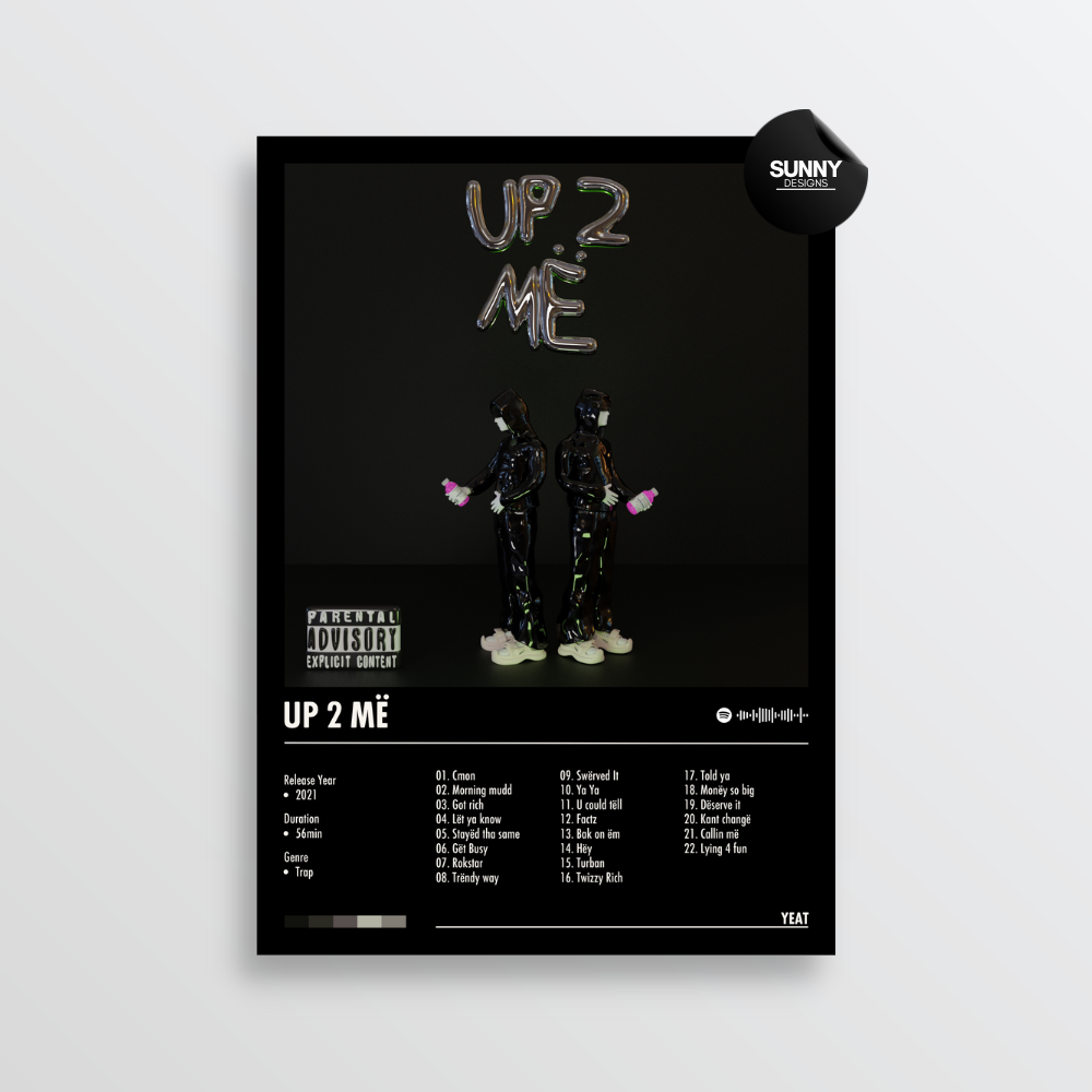 Yeat Up 2 Me merch custom album cover poster music poster personalized gifts poster mockup poster template album posters for wall Sunny Designs Poster 