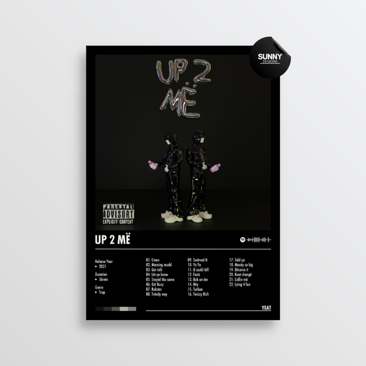 Yeat Up 2 Me merch custom album cover poster music poster personalized gifts poster mockup poster template album posters for wall Sunny Designs Poster 