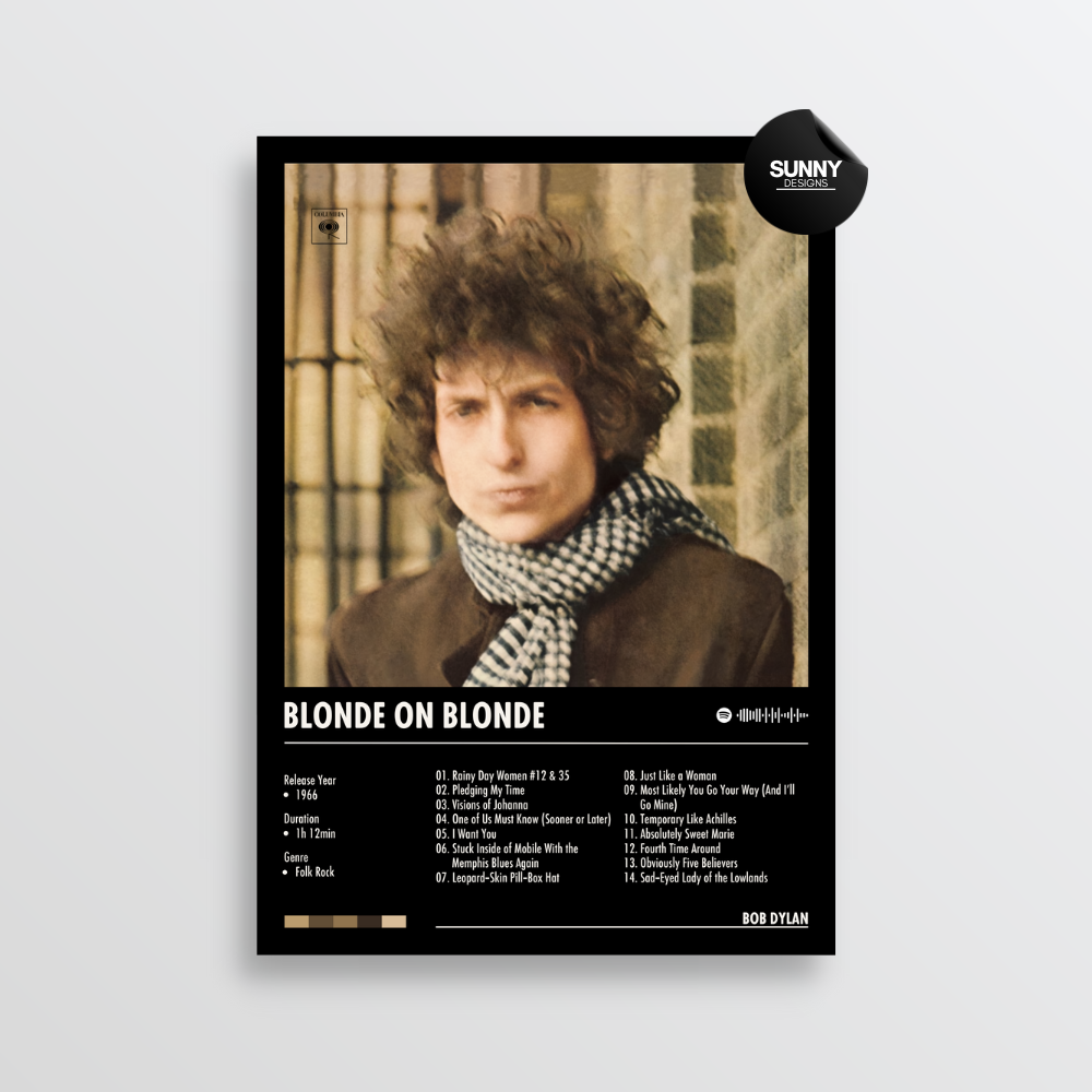 Bob Dylan Blonde On Blonde merch custom album cover poster music poster personalized gifts poster mockup poster template album posters for wall Sunny Designs Poster 