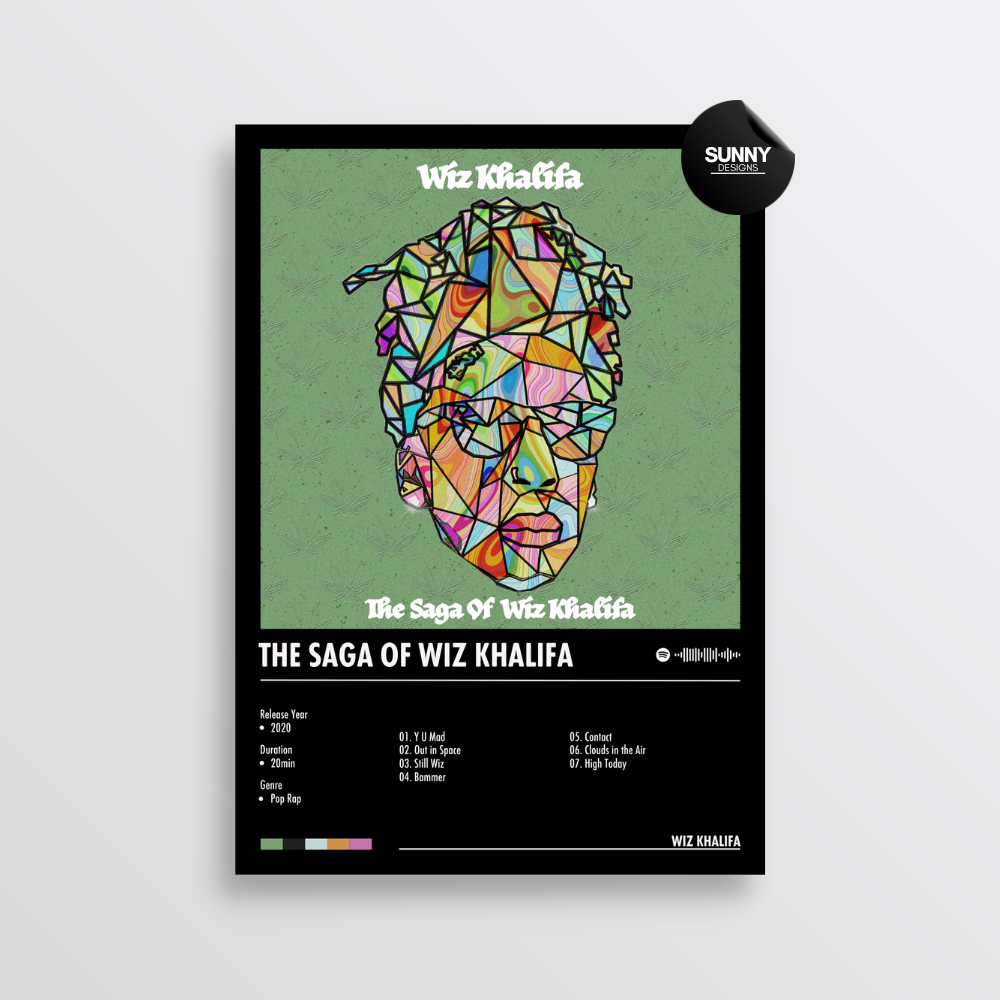 Wiz Khalifa The Saga of Wiz Khalifa merch custom album cover poster music poster personalized gifts poster mockup poster template album posters for wall Sunny Designs Poster
