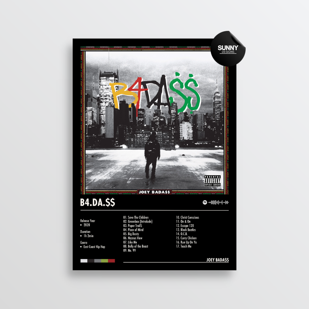 Joey BadaSS B4.DA.SS merch custom album cover poster music poster personalized gifts poster mockup poster template album posters for wall Sunny Designs Poster 