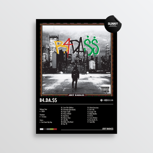 Joey BadaSS B4.DA.SS merch custom album cover poster music poster personalized gifts poster mockup poster template album posters for wall Sunny Designs Poster 