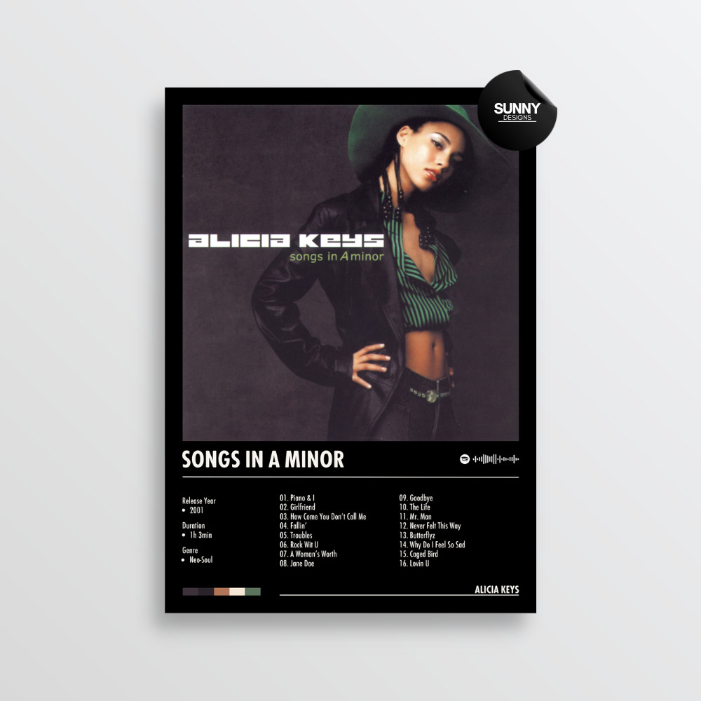 Alicia Keys Songs In A Minor merch custom album cover poster music poster personalized gifts poster mockup poster template album posters for wall Sunny Designs Poster 