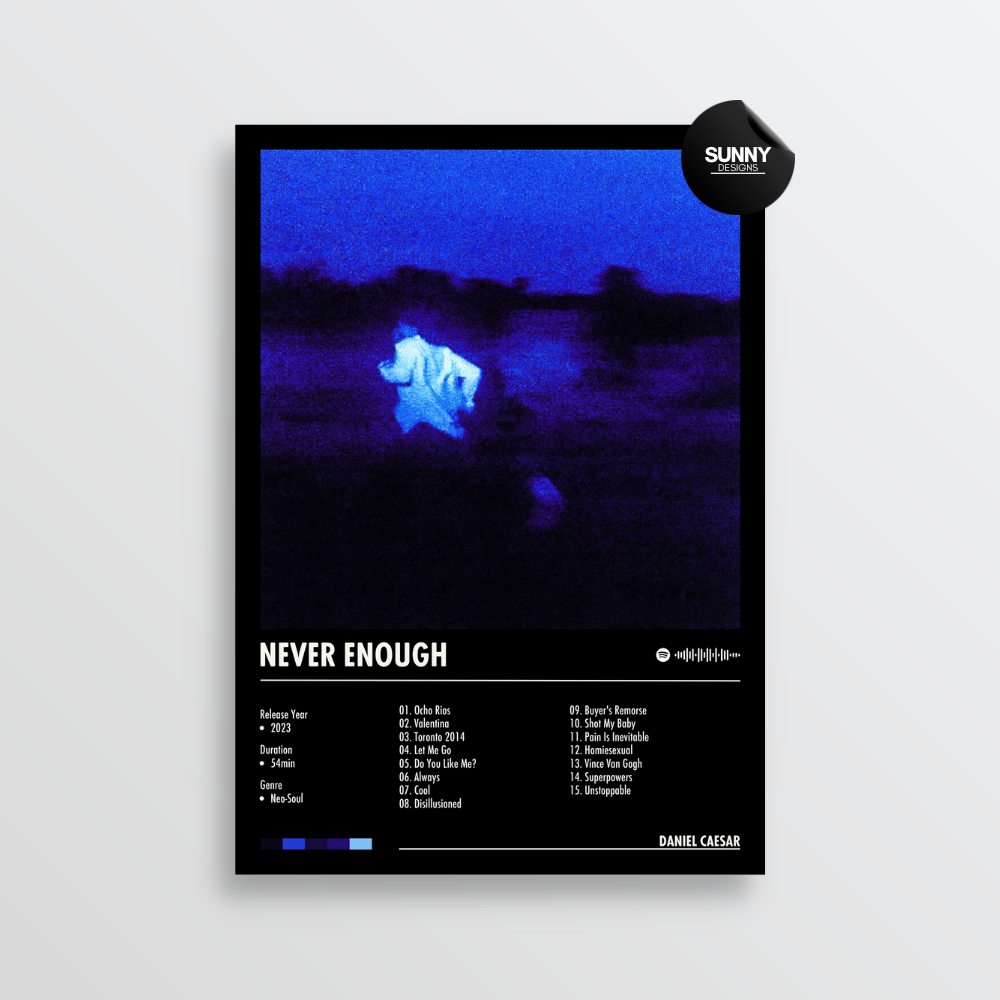 Daniel Caesar NEVER ENOUGH merch custom album cover poster music poster personalized gifts poster mockup poster template Sunny Designs Poster