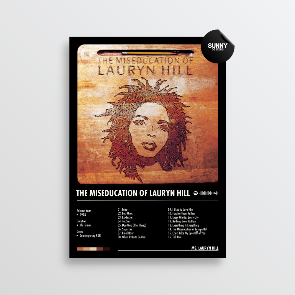 Ms. Lauryn Hill The Miseducation of Lauryn Hill merch custom album cover poster music poster personalized gifts poster mockup poster template album posters for wall Sunny Designs Poster 