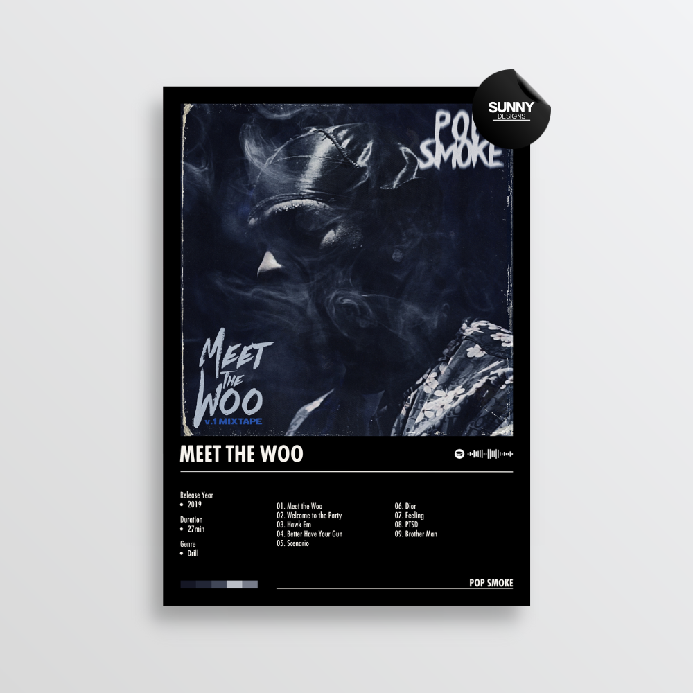 Pop Smoke Meet The Woo merch custom album cover poster music poster personalized gifts poster mockup poster template album posters for wall Sunny Designs Poster 