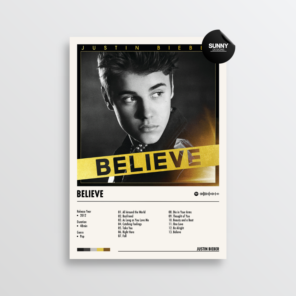 Justin Bieber Believe merch custom album cover poster music poster personalized gifts poster mockup poster template Sunny Designs Poster