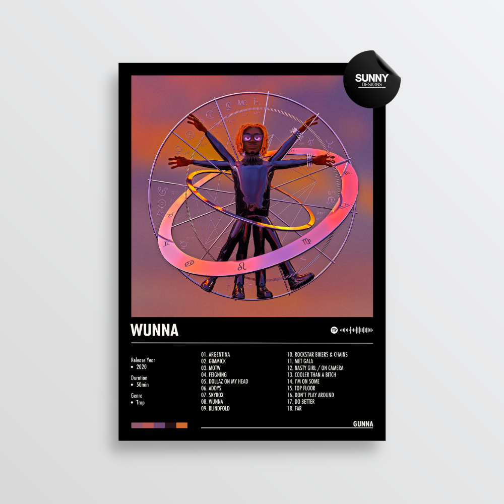 Gunna WUNNA merch custom album cover poster music poster personalized gifts poster mockup poster template album posters for wall Sunny Designs Poster 