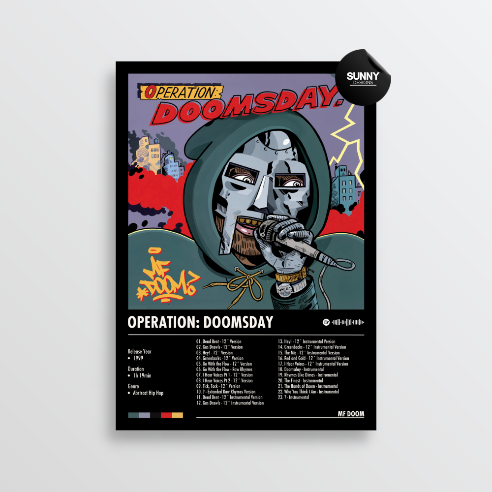 MF DOOM Operation: Doomsday merch custom album cover poster music poster personalized gifts poster mockup poster template Sunny Designs Poster 