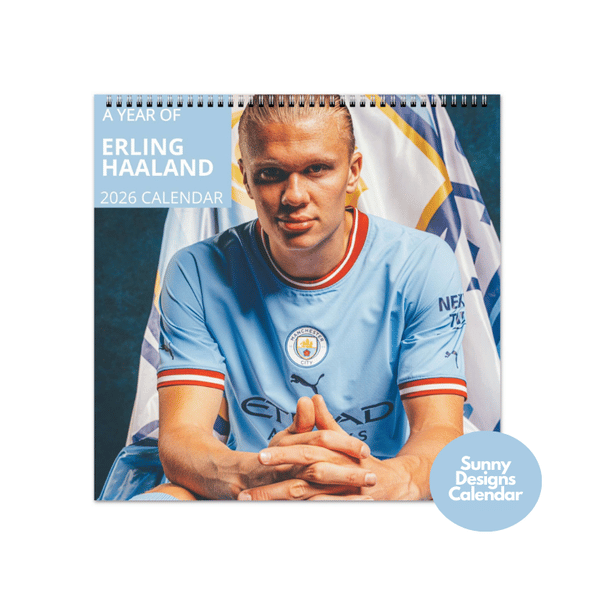 Erling Haaland 2026 Wall Calendar - Sunny Designs Posters Celebrity Wall Art - Unique Gift - Celebrity Calendar Planner Desk