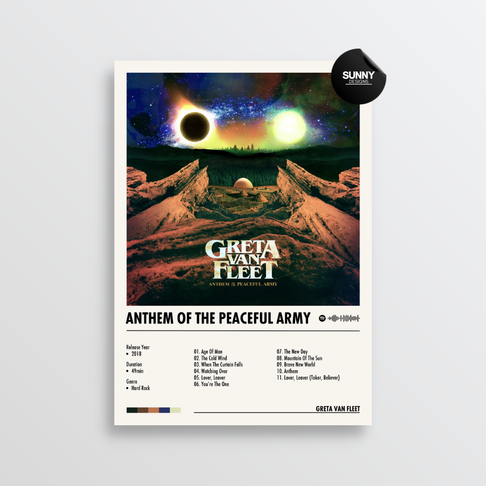 Greta Van Fleet Anthem Of The Peaceful Army merch custom album cover poster music poster personalized gifts poster mockup poster template album posters for wall Sunny Designs Poster 