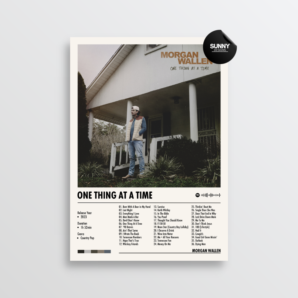 Morgan Wallen One Thing At A Time merch custom album cover poster music poster personalized gifts poster mockup poster template album posters for wall tracklist Sunny Designs Poster
