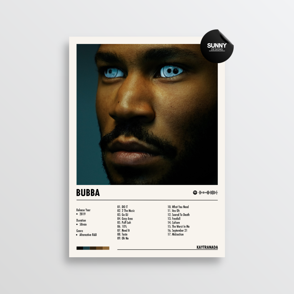 KAYTRANADA BUBBA merch custom album cover poster music poster personalized gifts poster mockup poster template album posters for wall Sunny Designs Poster
