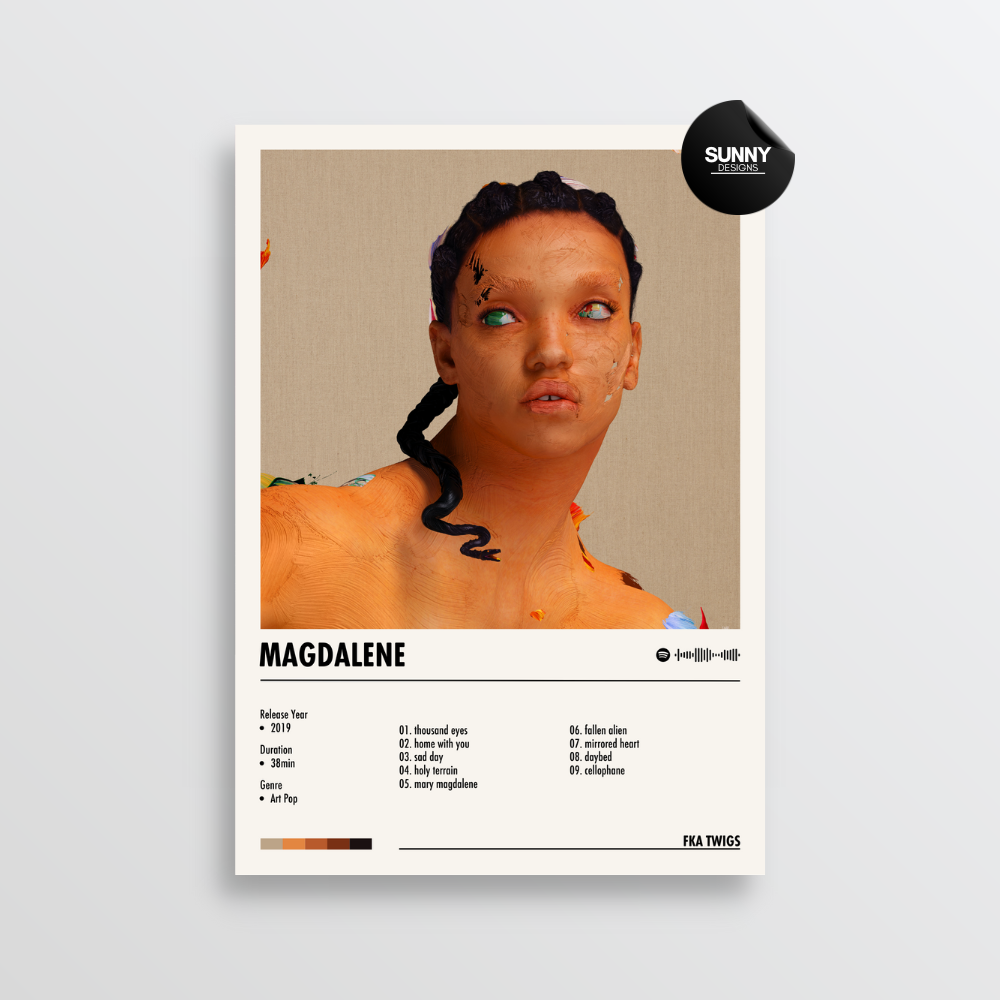 FKA twigs MAGDALENE merch custom album cover poster music poster personalized gifts poster mockup poster template album posters for wall Sunny Designs Poster 