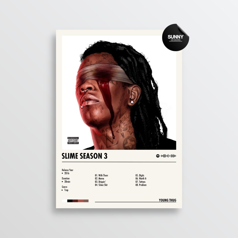 Young Thug Slime Season 3 merch custom album cover poster music poster personalized gifts poster mockup poster template album posters for wall Sunny Designs Poster 