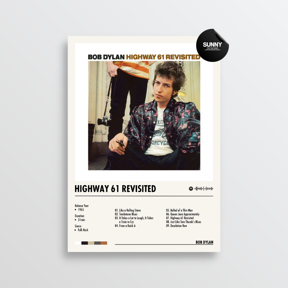 Bob Dylan Highway 61 Revisited merch custom album cover poster music poster personalized gifts poster mockup poster template album posters for wall Sunny Designs Poster