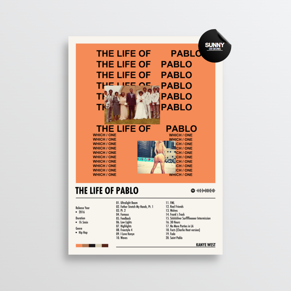 Kanye West The Life of Pablo merch custom album cover poster music poster personalized gifts poster mockup poster template Sunny Designs Poster