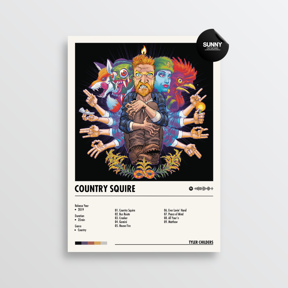 Tyler Childers Country Squire merch custom album cover poster music poster personalized gifts poster mockup poster template album posters for wall Sunny Designs Poster
