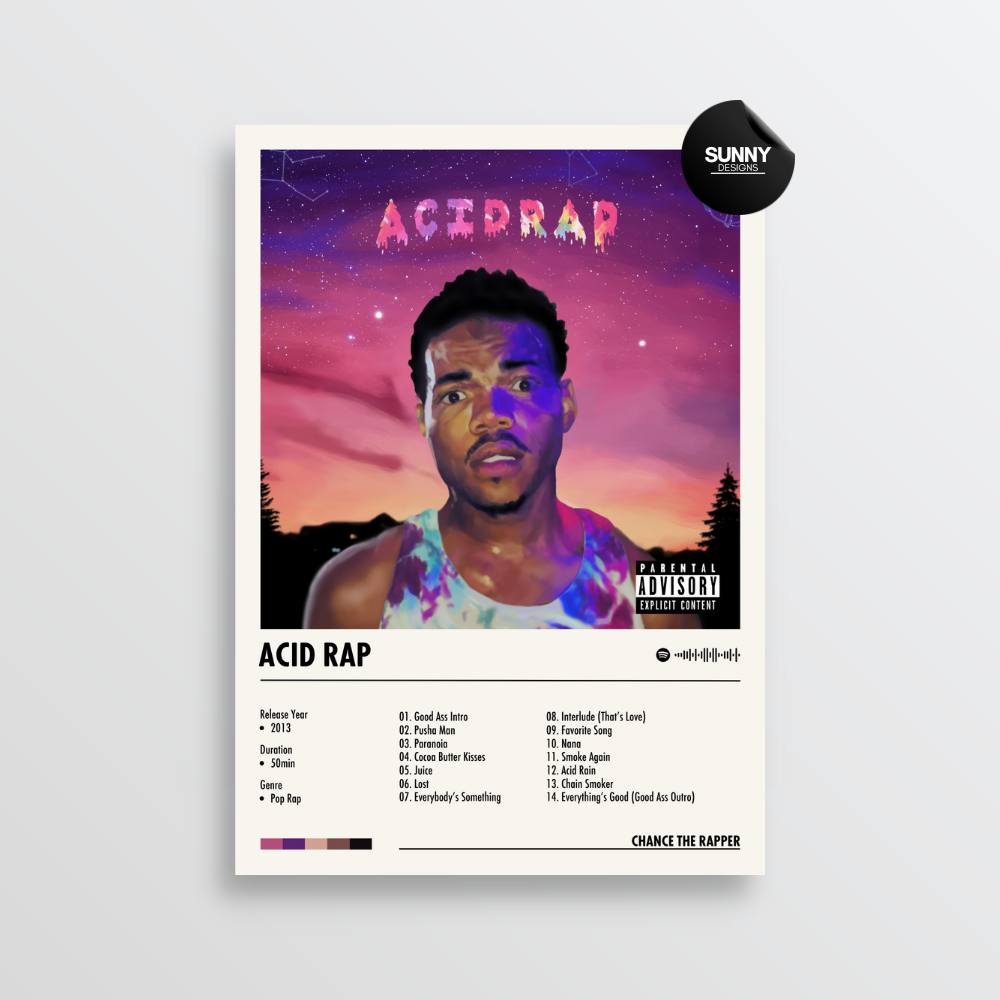 Chance the Rapper Acid Rap merch custom album cover poster music poster personalized gifts poster mockup poster template album posters for wall Sunny Designs Poster 