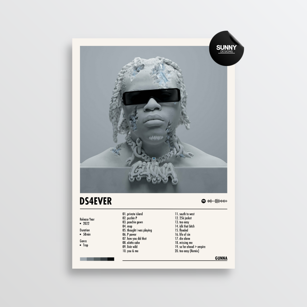 Gunna DS4EVER merch custom album cover poster music poster personalized gifts poster mockup poster template album posters for wall Sunny Designs Poster 