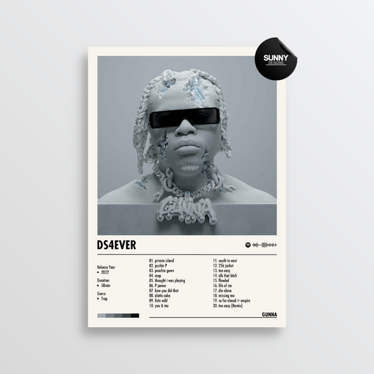 Gunna DS4EVER merch custom album cover poster music poster personalized gifts poster mockup poster template album posters for wall Sunny Designs Poster 