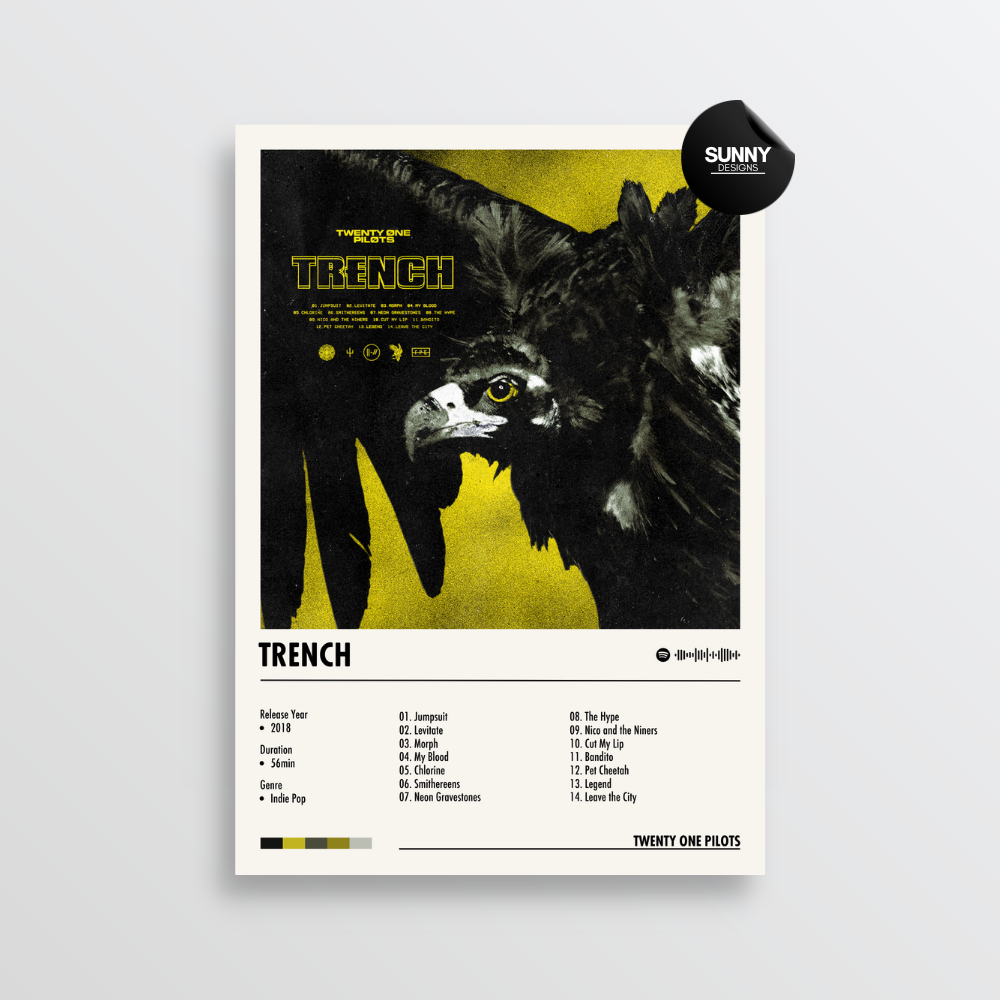 twenty one pilots Trench merch custom album cover poster music poster personalized gifts poster mockup poster template album posters for wall Sunny Designs Poster 