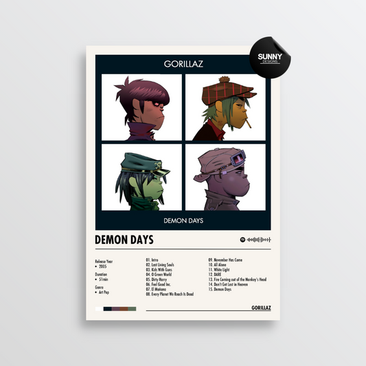 Gorillaz Demon Days merch custom album cover poster music poster personalized gifts poster mockup poster template album posters for wall Sunny Designs Poster 