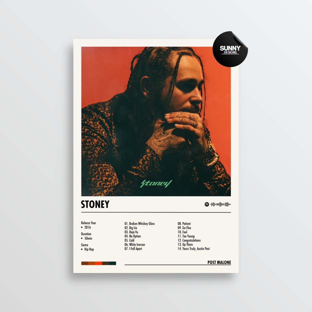 Post Malone Stoney merch custom album cover poster music poster personalized gifts poster mockup poster template Sunny Designs Poster