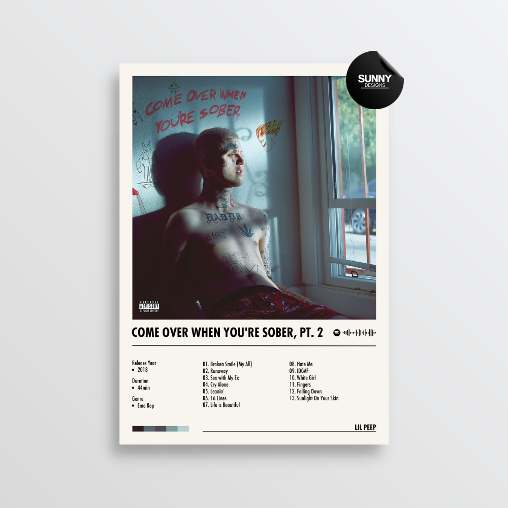 Lil Peep Come Over When You're Sober, Pt. 2 merch custom album cover poster music poster personalized gifts poster mockup poster template album posters for wall Sunny Designs Poster