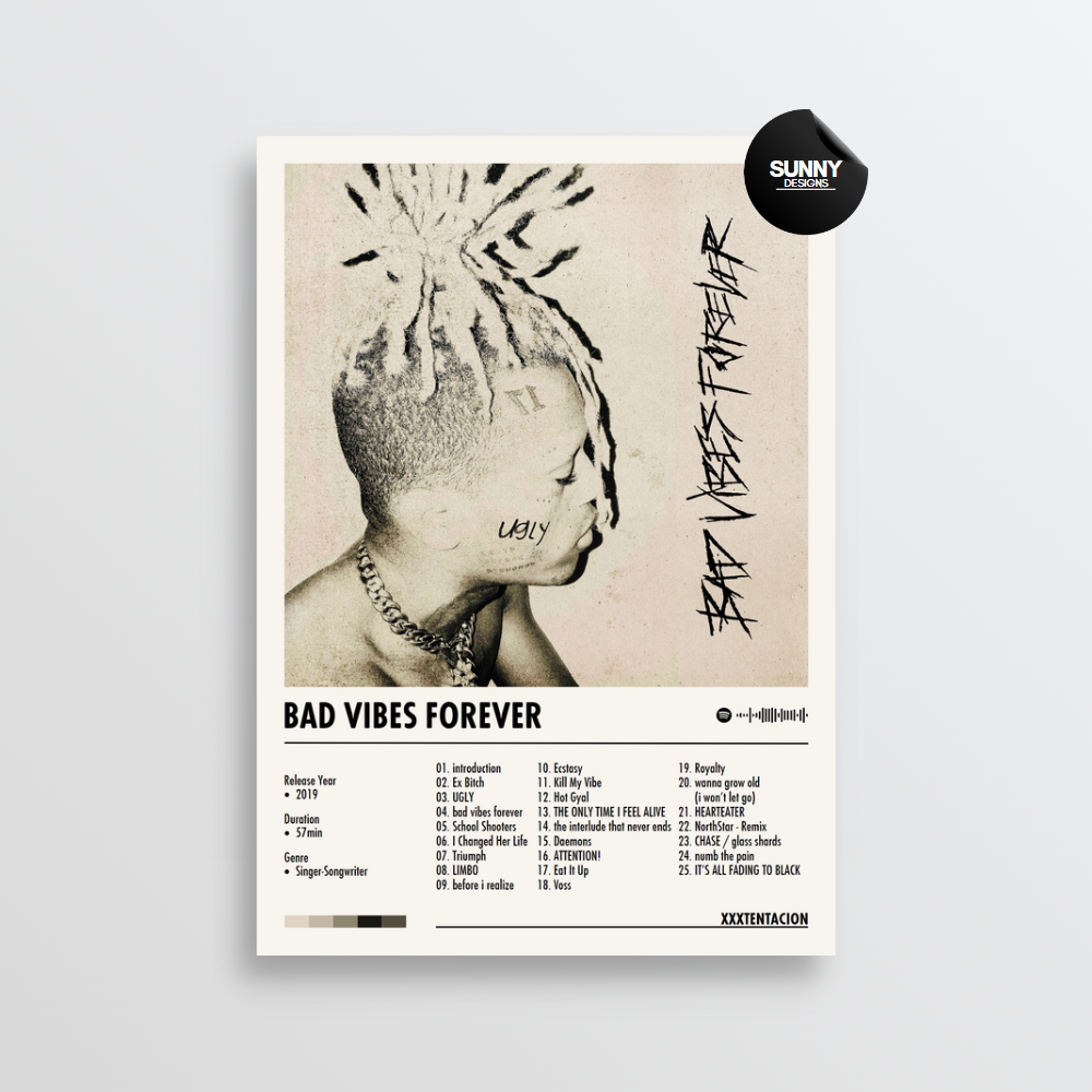 XXXTENTACION Bad Vibes Forever merch custom album cover poster music poster personalized gifts poster mockup poster template Sunny Designs Poster 