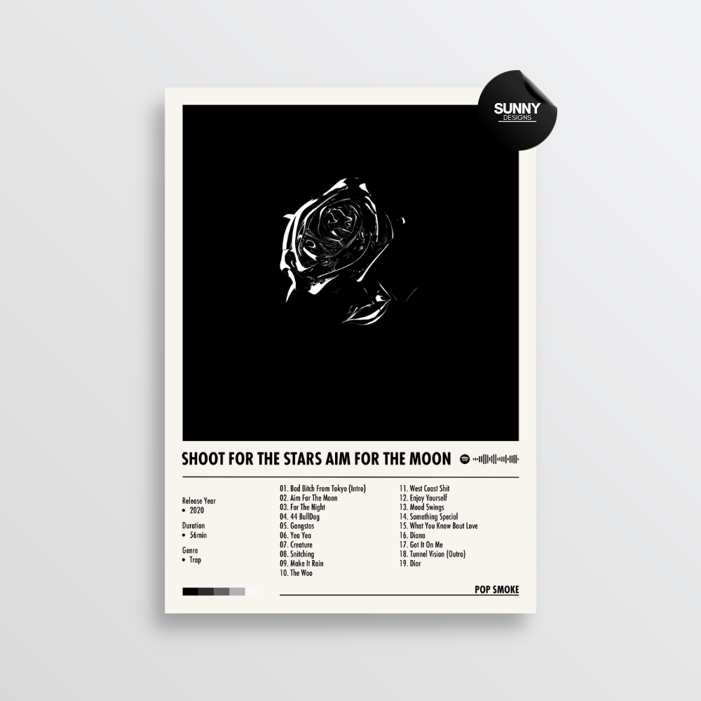 Pop Smoke Shoot For The Stars Aim For The Moon merch custom album cover poster music poster personalized gifts poster mockup poster template album posters for wall Sunny Designs Poster 