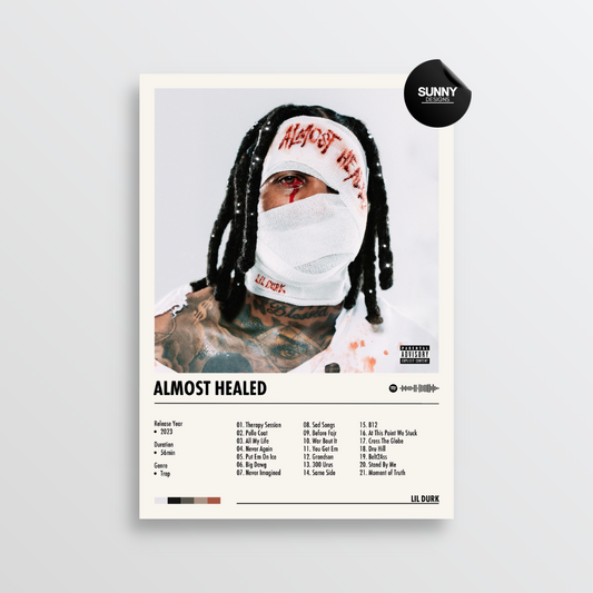 Lil Durk Almost Healed merch custom album cover poster music poster personalized gifts poster mockup poster template album posters for wall tracklist Sunny Designs Poster
