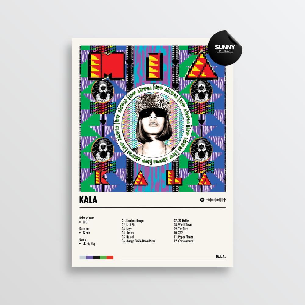 M.I.A. MIA Kala merch custom album cover poster music poster personalized gifts poster mockup poster template album posters for wall Sunny Designs Poster 