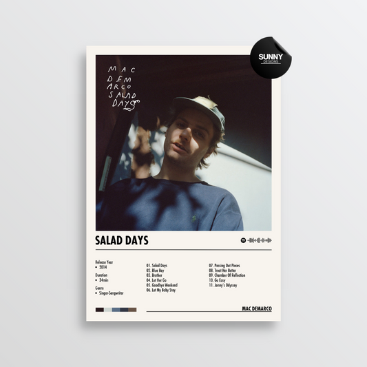 Mac DeMarco Salad Days merch custom album cover poster music poster personalized gifts poster mockup poster template album posters for wall Sunny Designs Poster 