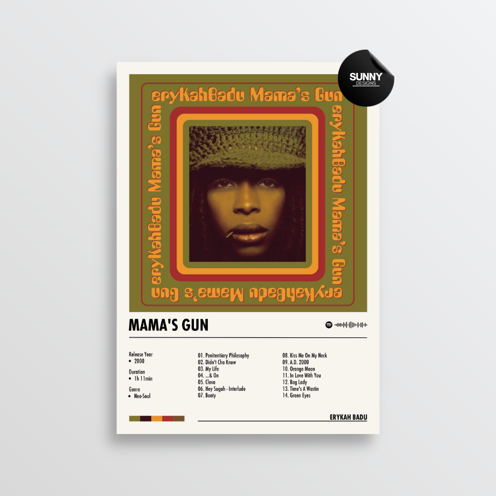 Erykah Badu Mama's Gun merch custom album cover poster music poster personalized gifts poster mockup poster template album posters for wall Sunny Designs Poster 