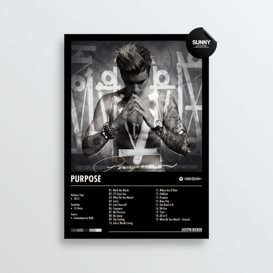 Justin Bieber Purpose merch custom album cover poster music poster personalized gifts poster mockup poster template Sunny Designs Poster 